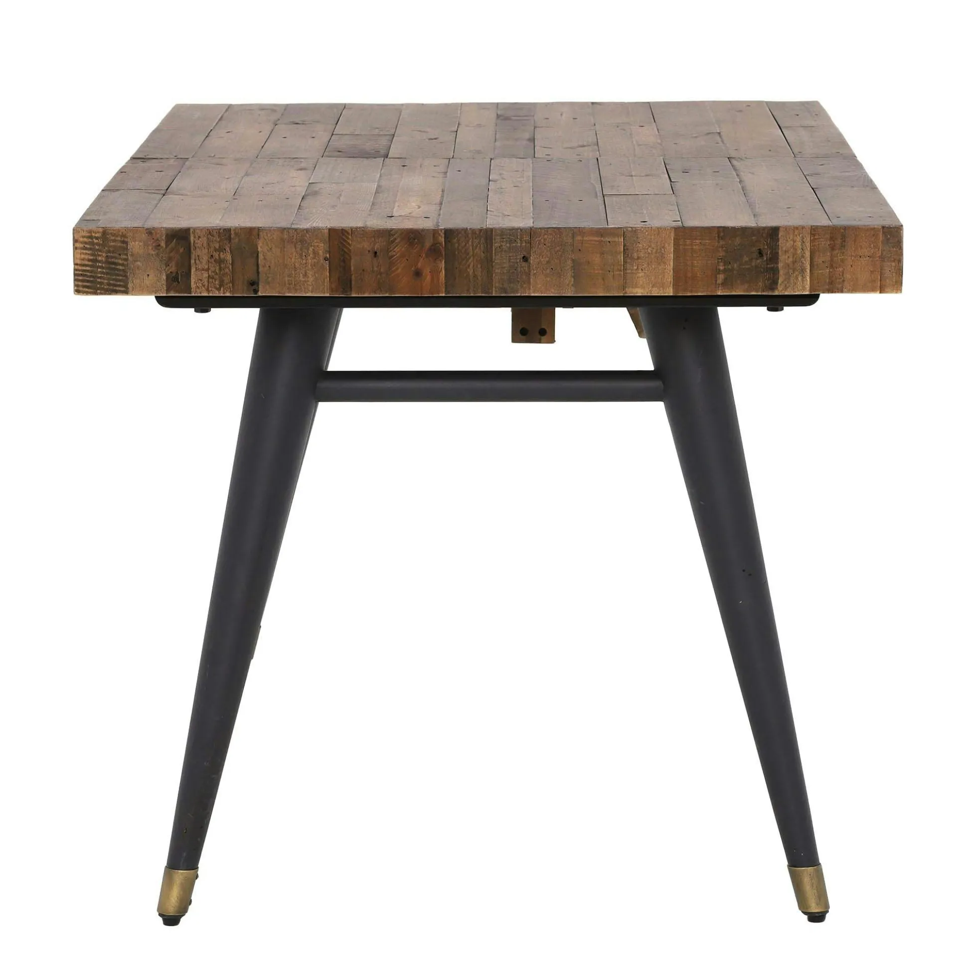 Table à manger extensible bois recyclé piètement effet laiton vieilli 140-180 cm ADÉLAÏDE