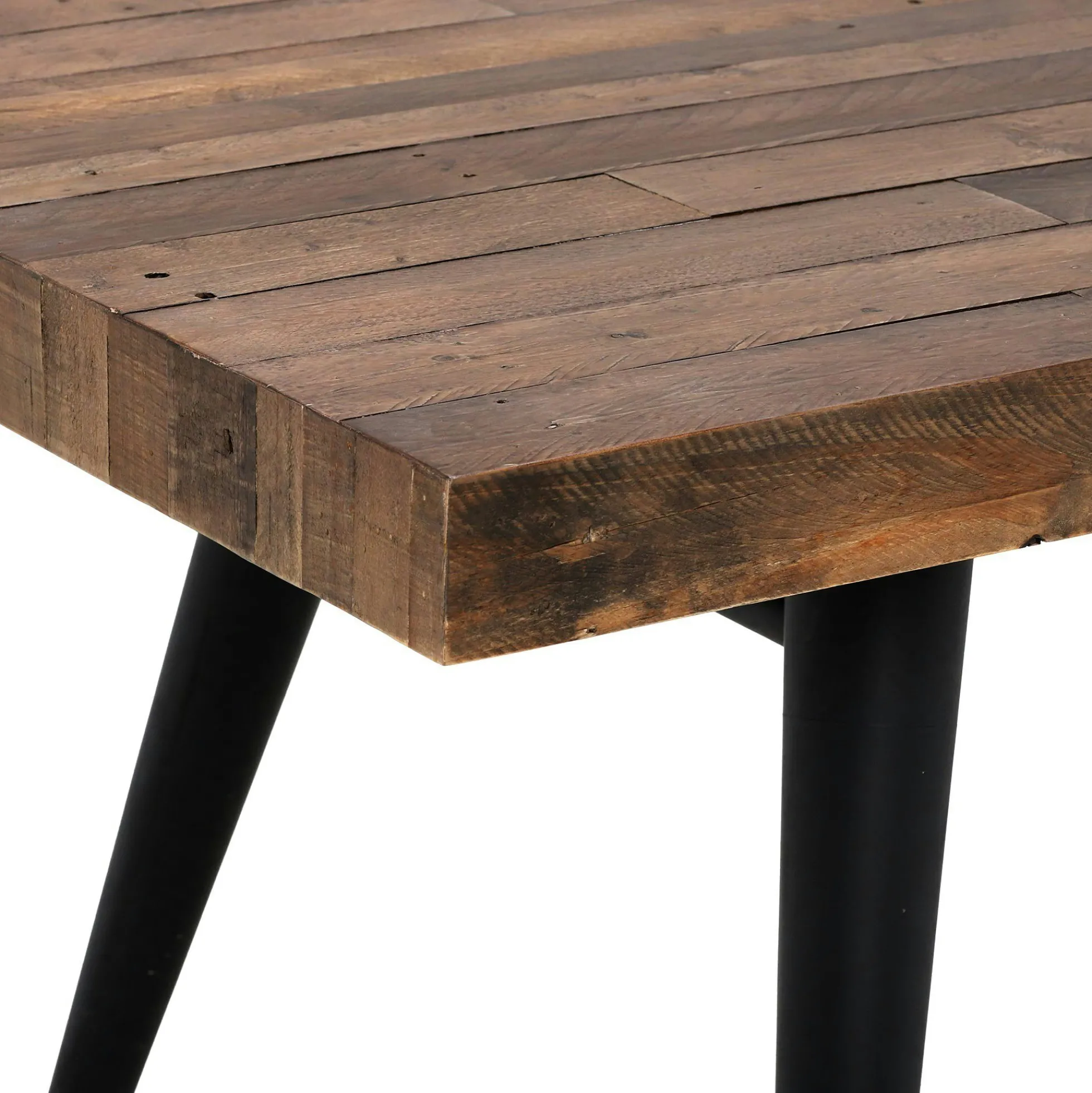 Table à manger extensible bois recyclé piètement effet laiton vieilli 140-180 cm ADÉLAÏDE