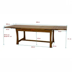 Table à manger extensible bois massif style colonial 180-260 MAORI