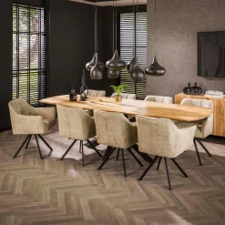 Table à manger extensible à bords ronds en bois d'acacia 175-275 cm MELBOURNE