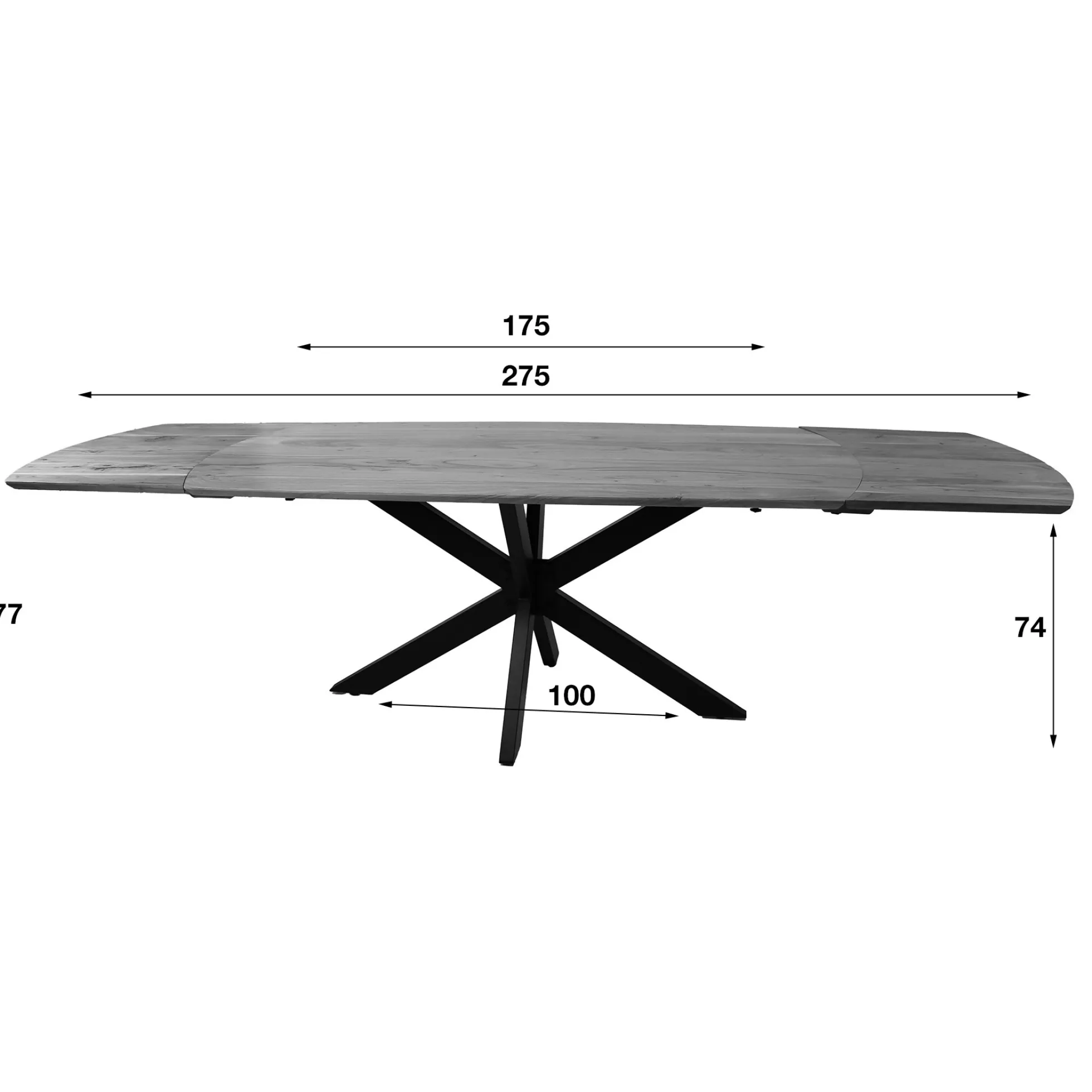 Table à manger extensible à bords ronds en bois d'acacia 175-275 cm MELBOURNE