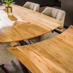 Table à manger extensible à bords ronds en bois d'acacia 175-275 cm MELBOURNE