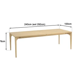 Table à manger extensible 240/292 cm chêne clair PANAMA