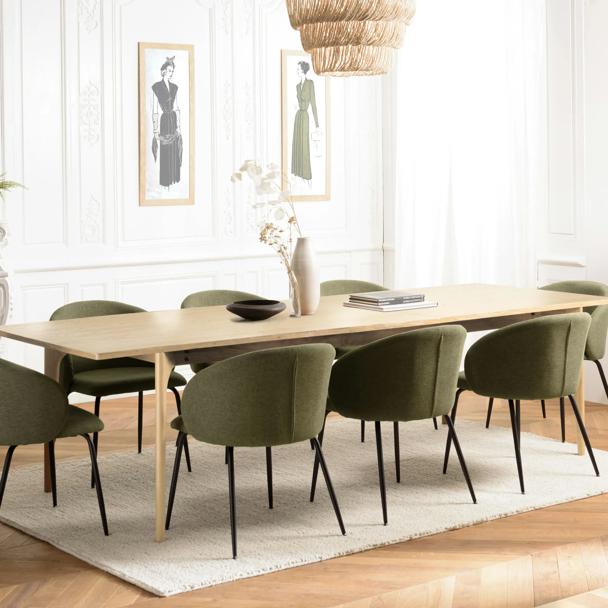 Table à manger extensible 240/292 cm chêne clair PANAMA