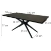 Table à manger extensible 180-280 cm céramique effet rouille pied croisé LOMBARDIE