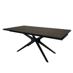 Table à manger extensible 180-280 cm céramique effet rouille pied croisé LOMBARDIE