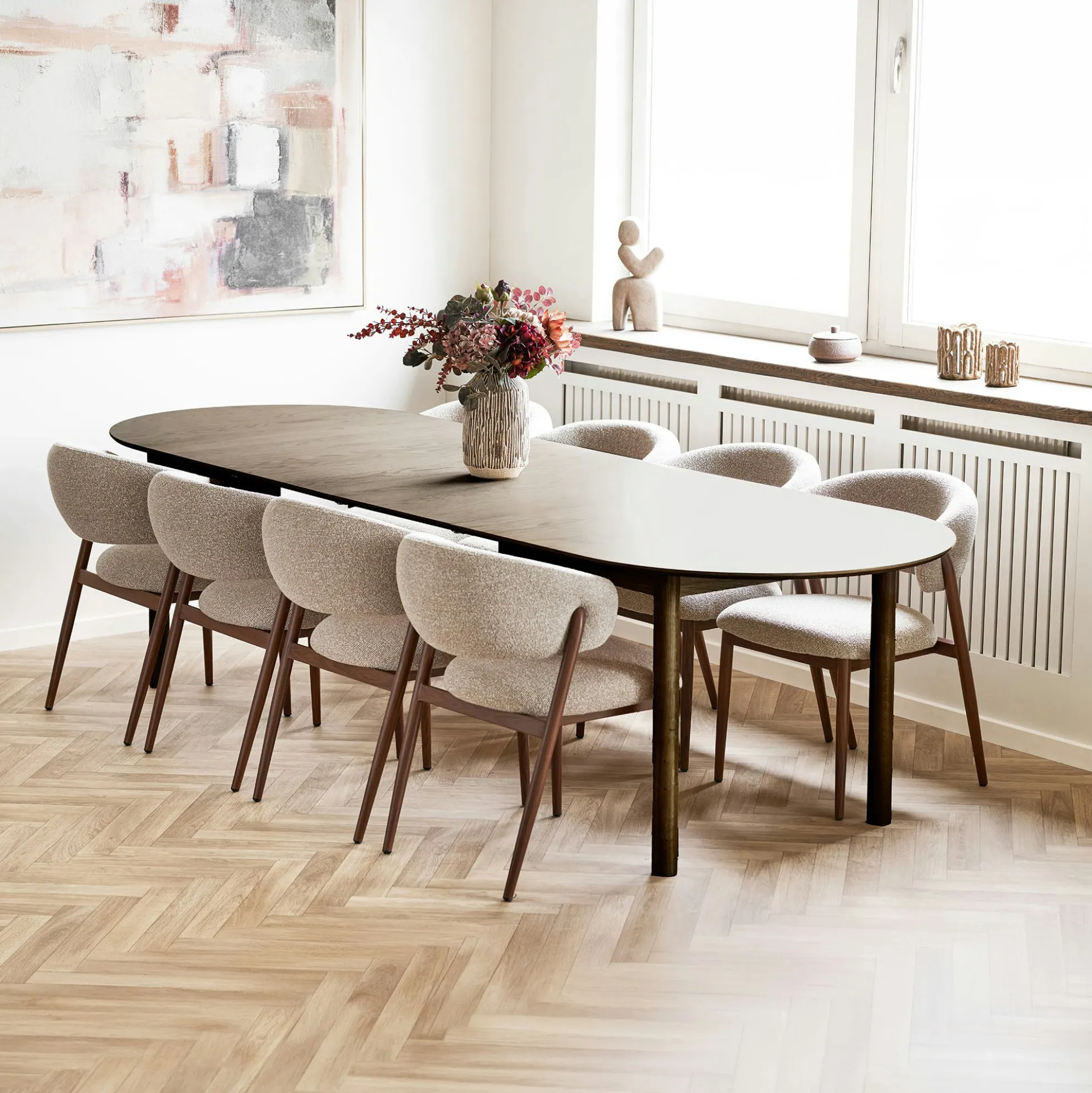 Table à manger extensible 200/250/300 cm placage chêne fumé KALKIE