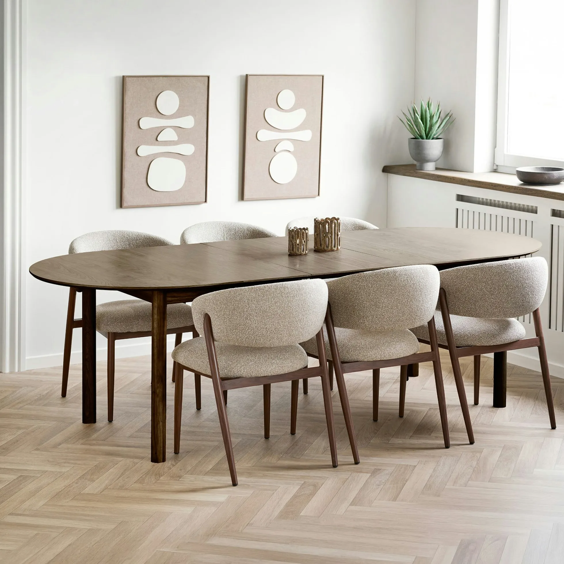 Table à manger extensible 200/250/300 cm placage chêne fumé KALKIE