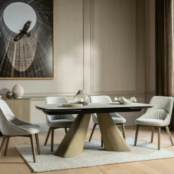 Table à manger extensible céramique & pieds design 180-260 cm CALA