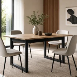 Table à manger extensible effet chêne grisé 160-200 cm ALVA