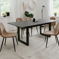 Table à manger extensible effet ardoise 160-200 cm ALVA