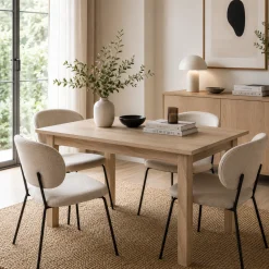 Table à manger extensible effet bois 140-180 cm ALVA