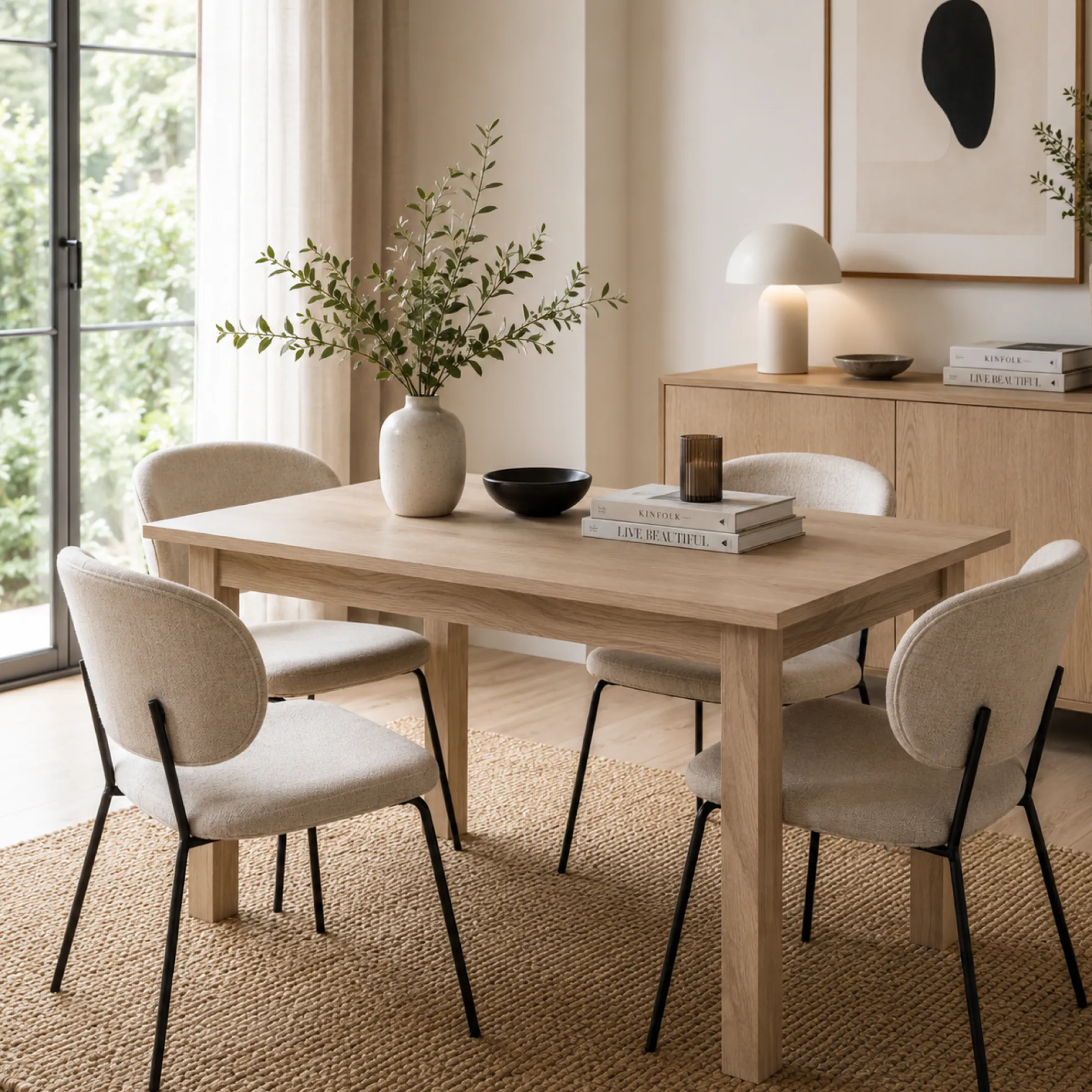 Table à manger extensible effet bois 140-180 cm ALVA