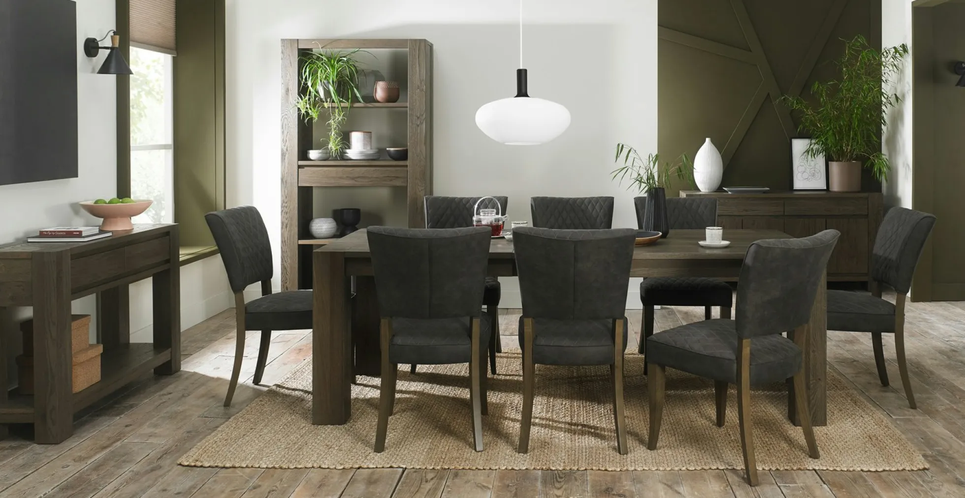 Table à manger extensible en bois de chêne fumé 180-235 cm ALLEN