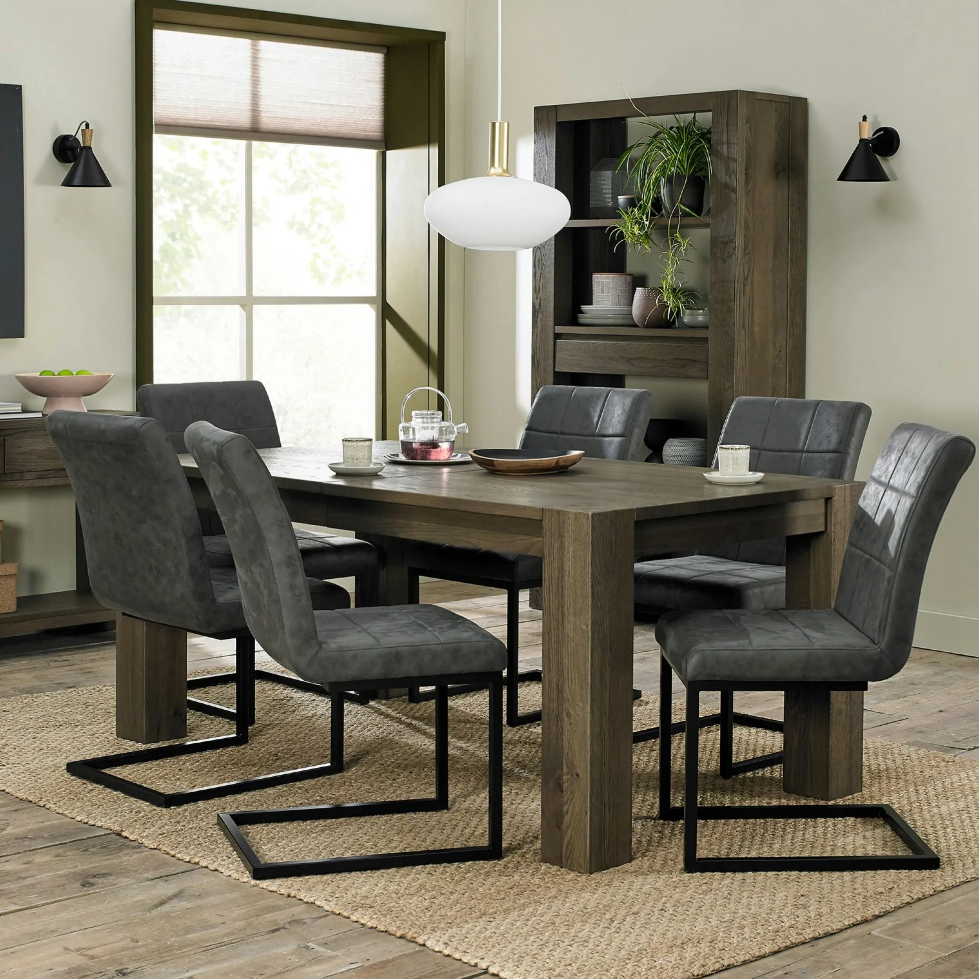 Table à manger extensible en bois de chêne fumé 180-235 cm ALLEN