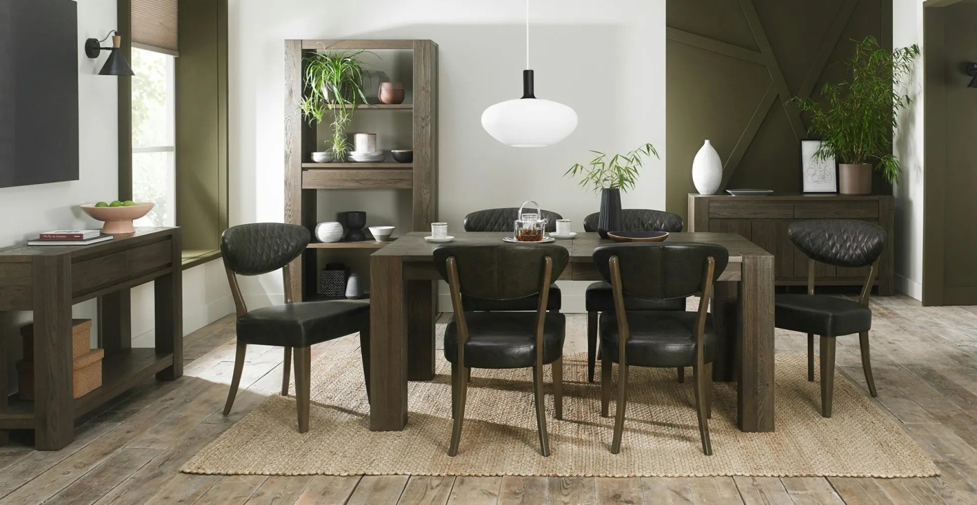 Table à manger extensible en bois de chêne fumé 180-235 cm ALLEN
