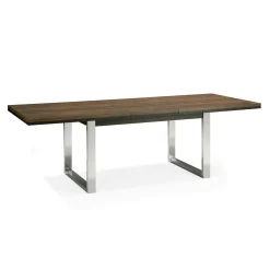 Table à manger extensible en chêne et métal brossé 190-240 RIMINI