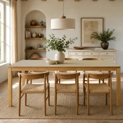 Table à manger extensible en chêne et stratifié 220/270/320 cm KALKIE