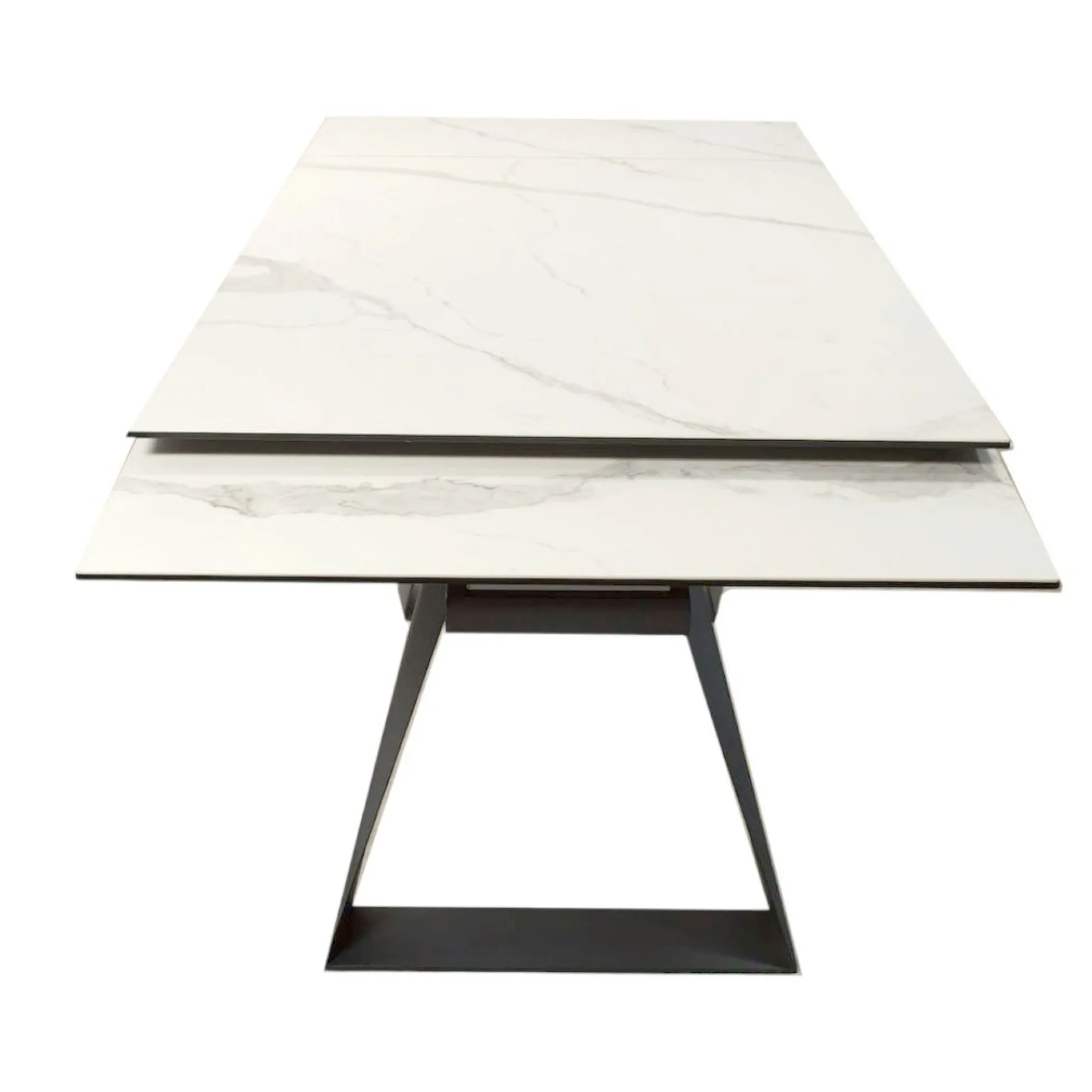 Table à manger extensible en céramique blanche 180-280 LOMBARDIE