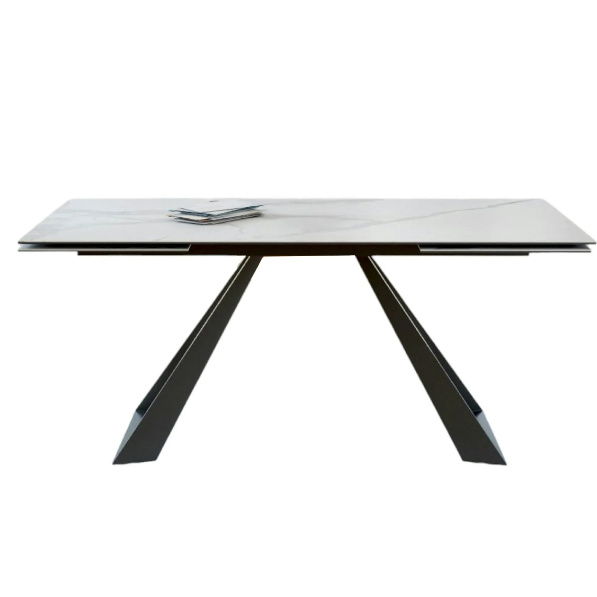 Table à manger extensible en céramique blanche 180-280 LOMBARDIE