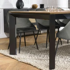 Table à manger extensible en teck recyclé pieds métal 220/320 cm PANAMA