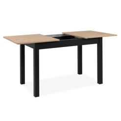Table à manger extensible noire et effet bois 140-180 cm ALVA