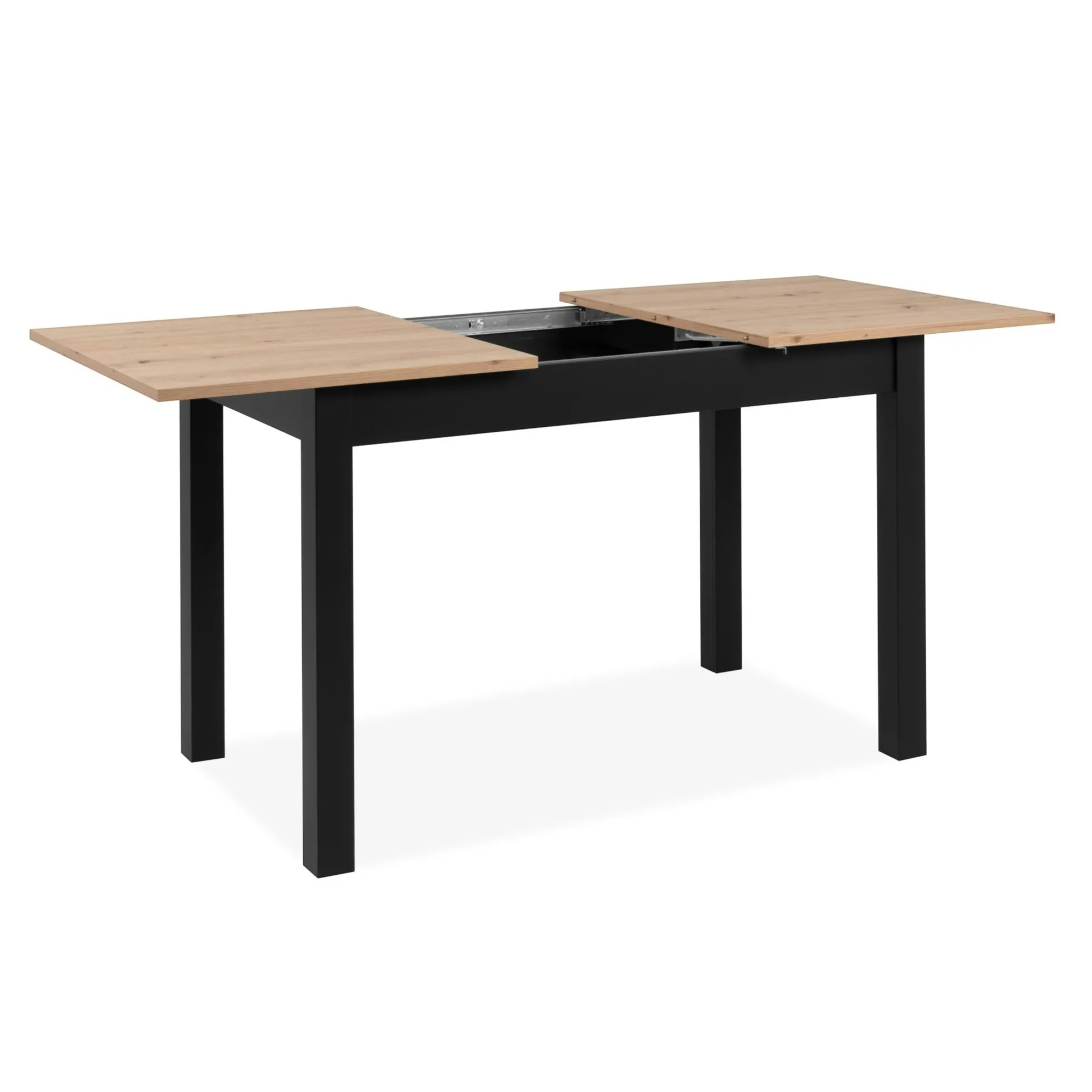 Table à manger extensible noire et effet bois 140-180 cm ALVA