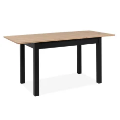Table à manger extensible noire et effet bois 120-160 cm ALVA