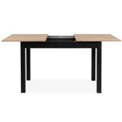 Table à manger extensible noire et effet bois 120-160 cm ALVA
