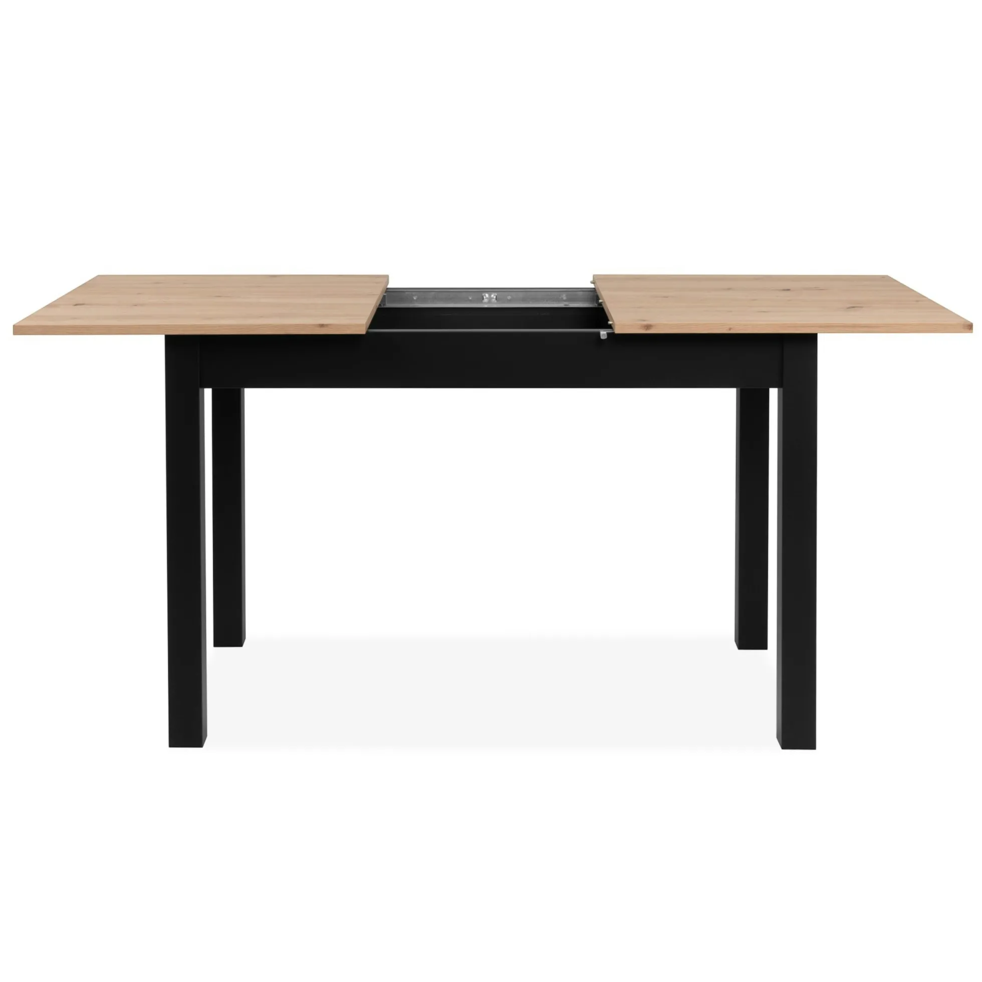 Table à manger extensible noire et effet bois 120-160 cm ALVA