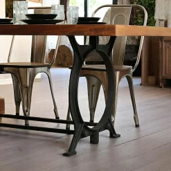 Table à manger industrielle vintage bois recyclé 180 cm LEEDS
