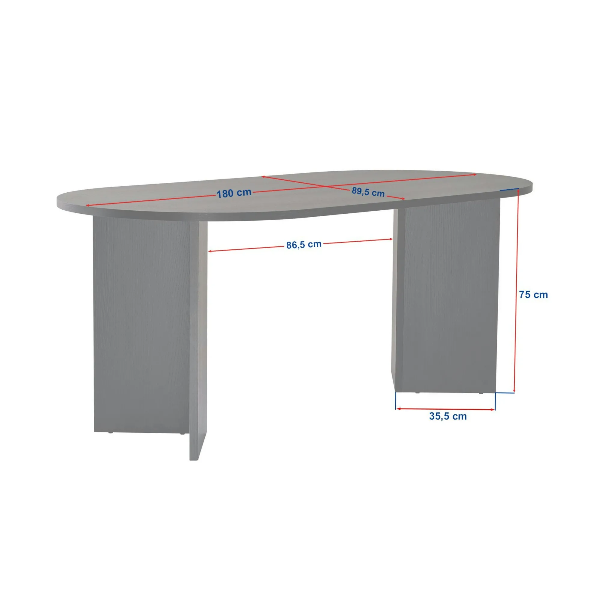 Table à manger moderne blanche effet bois pieds en V 180 cm MARFA