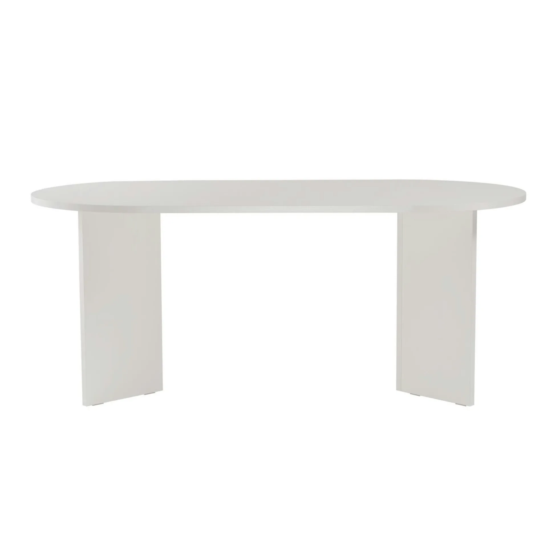 Table à manger moderne blanche effet bois pieds en V 180 cm MARFA