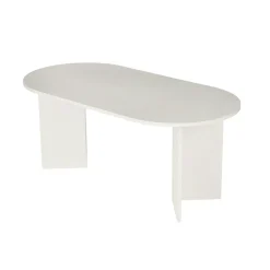 Table à manger moderne blanche effet bois pieds en V 180 cm MARFA