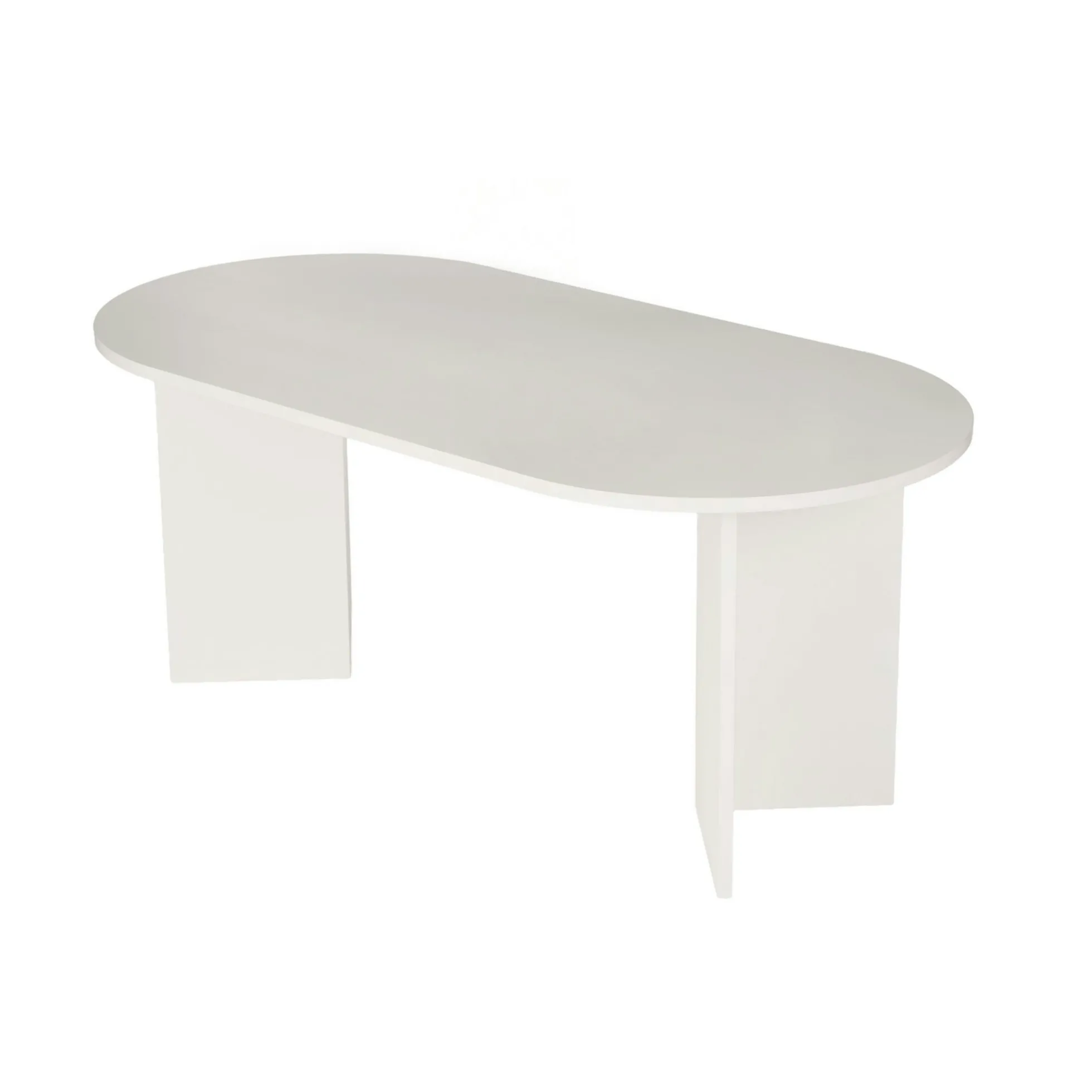 Table à manger moderne blanche effet bois pieds en V 180 cm MARFA