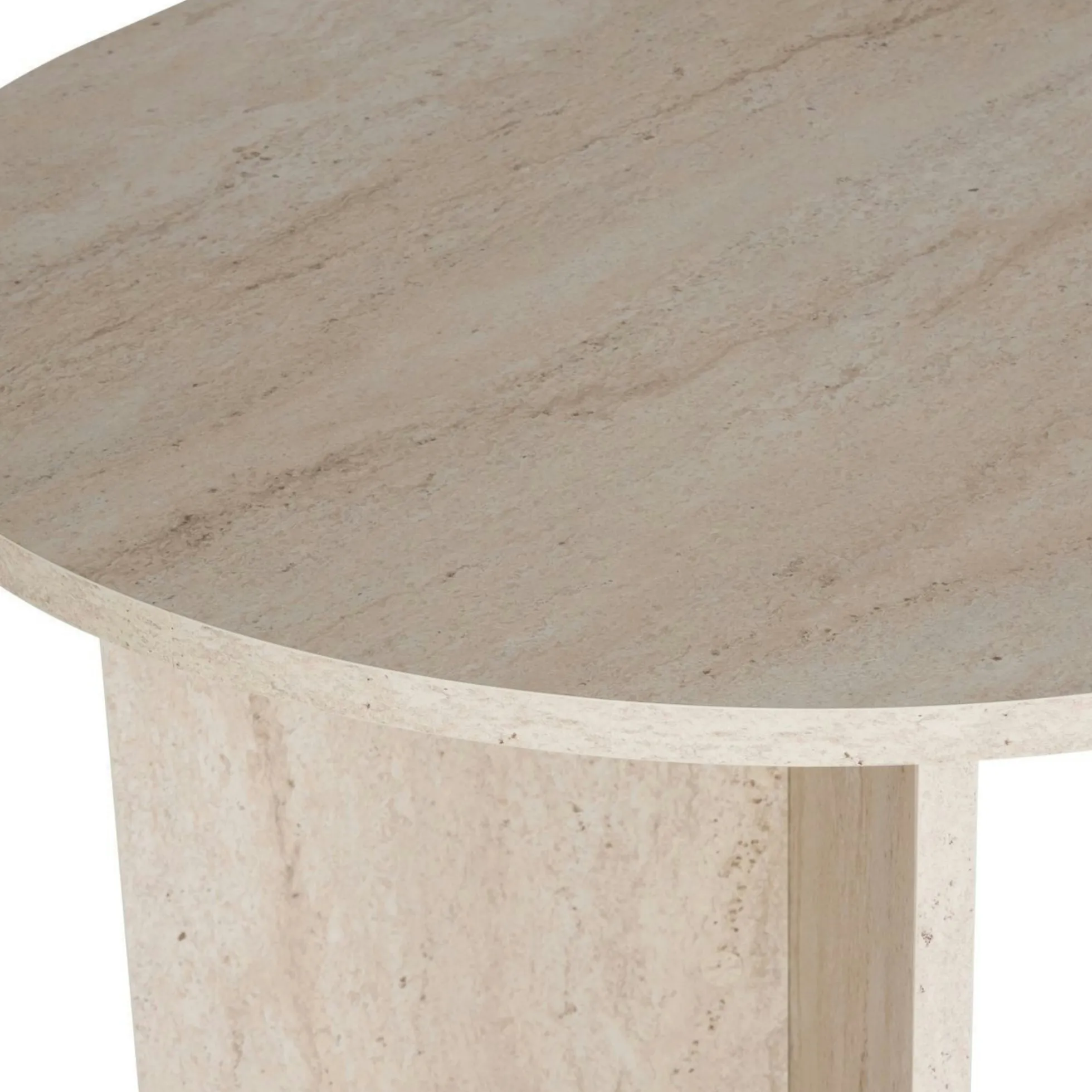 Table à manger moderne effet travertin pieds en V 180 cm MARFA