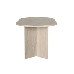 Table à manger moderne effet travertin pieds en V 180 cm MARFA