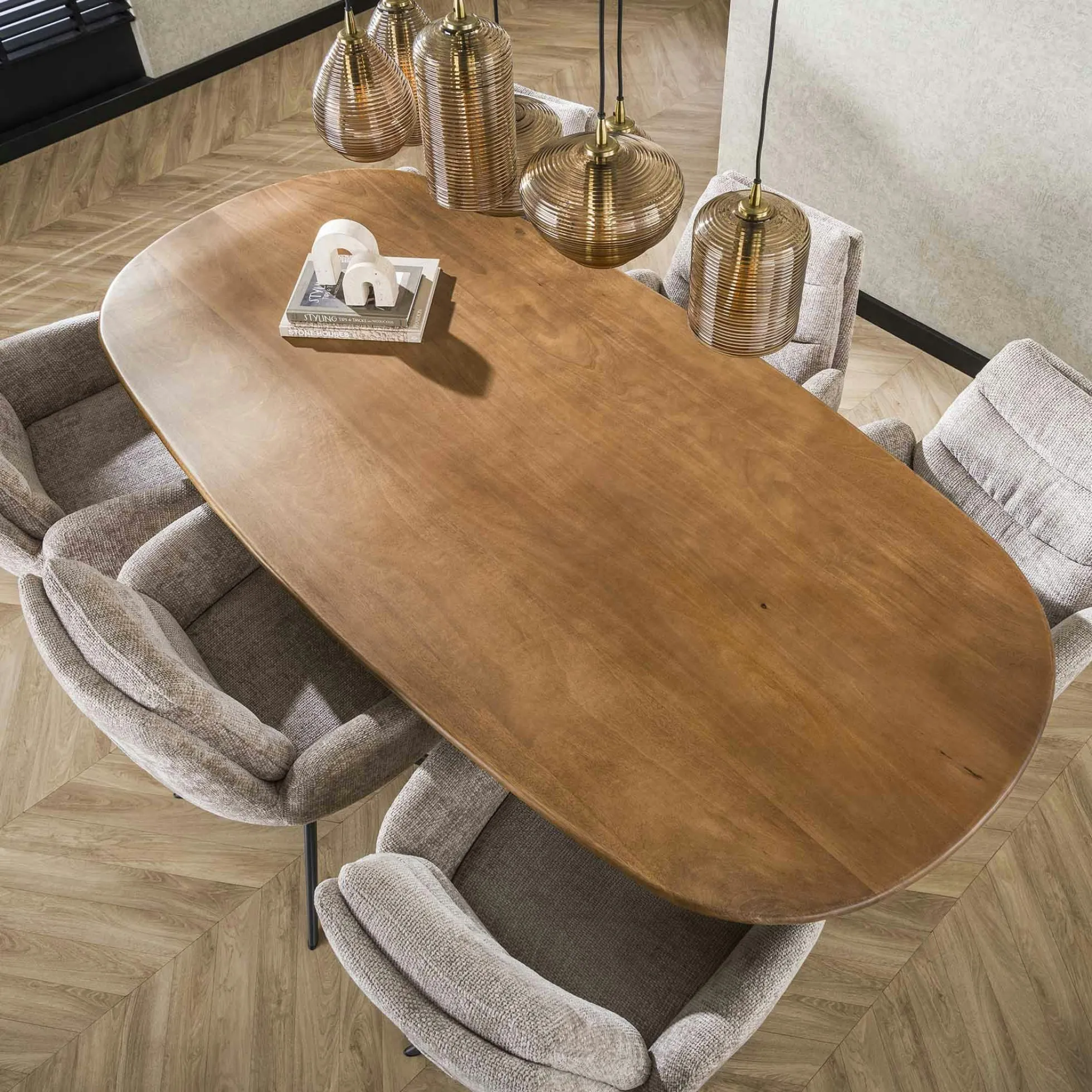 Table à manger moderne en bois de manguier avec pied central 180 cm CREEK