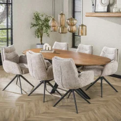 Table à manger moderne en bois de manguier avec pied central 180 cm CREEK