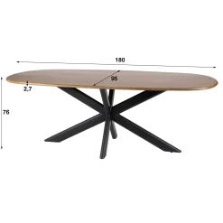 Table à manger moderne en bois de manguier avec pied central 180 cm CREEK