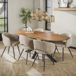 Table à manger moderne en bois de manguier avec pied central 180 cm CREEK