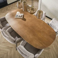 Table à manger moderne en bois de manguier avec pied central 215 cm CREEK