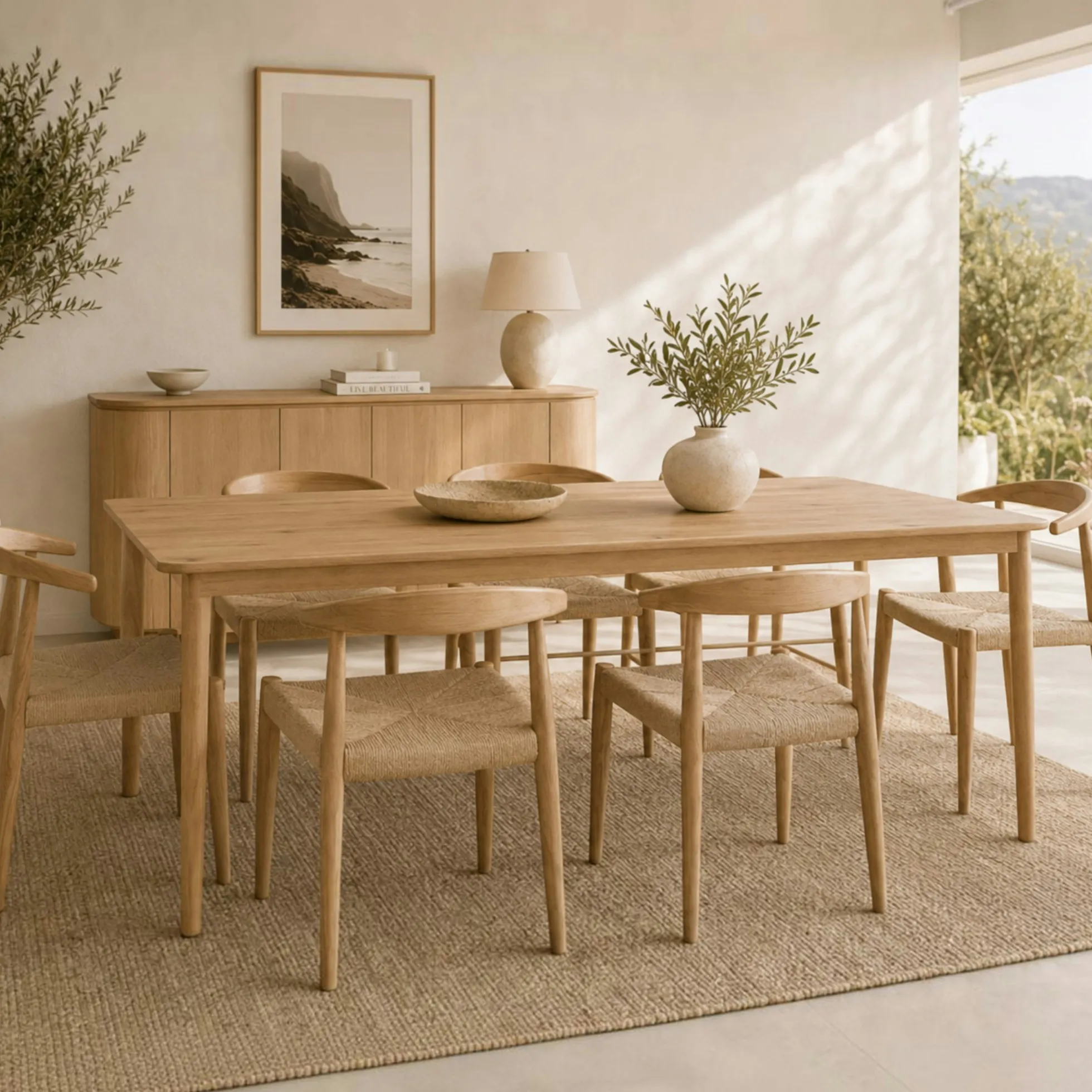 Table à manger moderne en chêne clair 220 cm LOREN