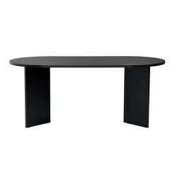 Table à manger moderne noire effet bois pieds en V 180 cm MARFA