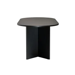Table à manger moderne noire effet bois pieds en V 180 cm MARFA