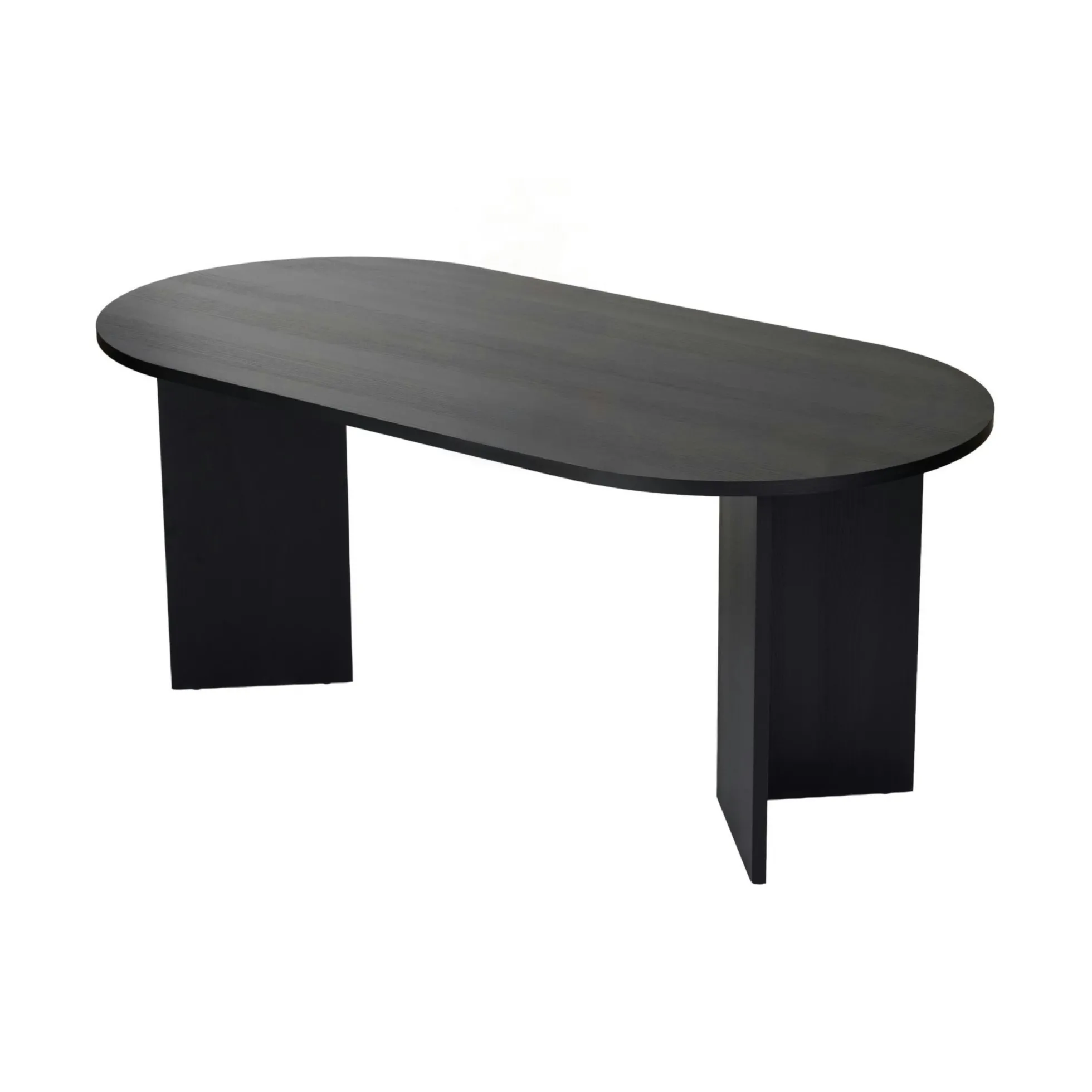 Table à manger moderne noire effet bois pieds en V 180 cm MARFA
