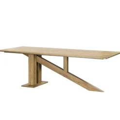 Table à manger moderne piètement oblique chêne massif 200 cm HUDSON