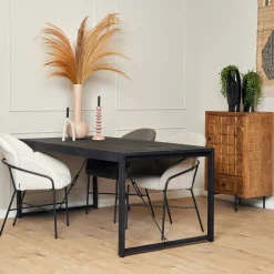 Table à manger noire en bois 220 cm MILORA