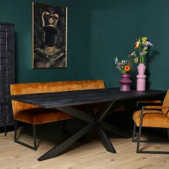 Table à manger noire en bois de manguier 200 cm ALVERA