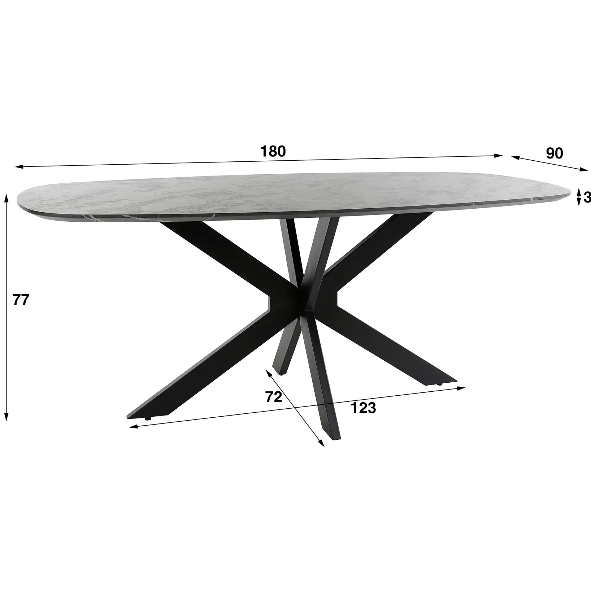 Table à manger organique effet marbre 180 cm RALF